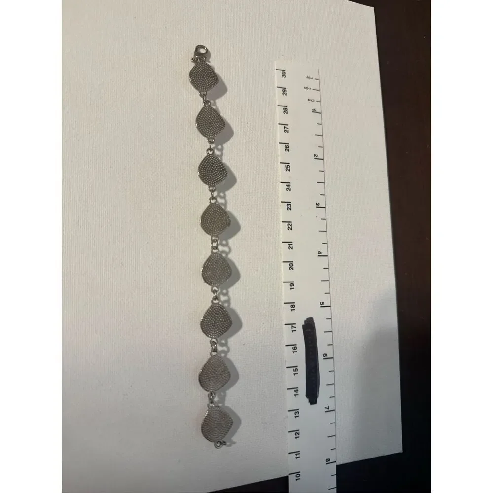 Y2K Silver toned rhinestone beaded chain‎ bracelet feminine dainty